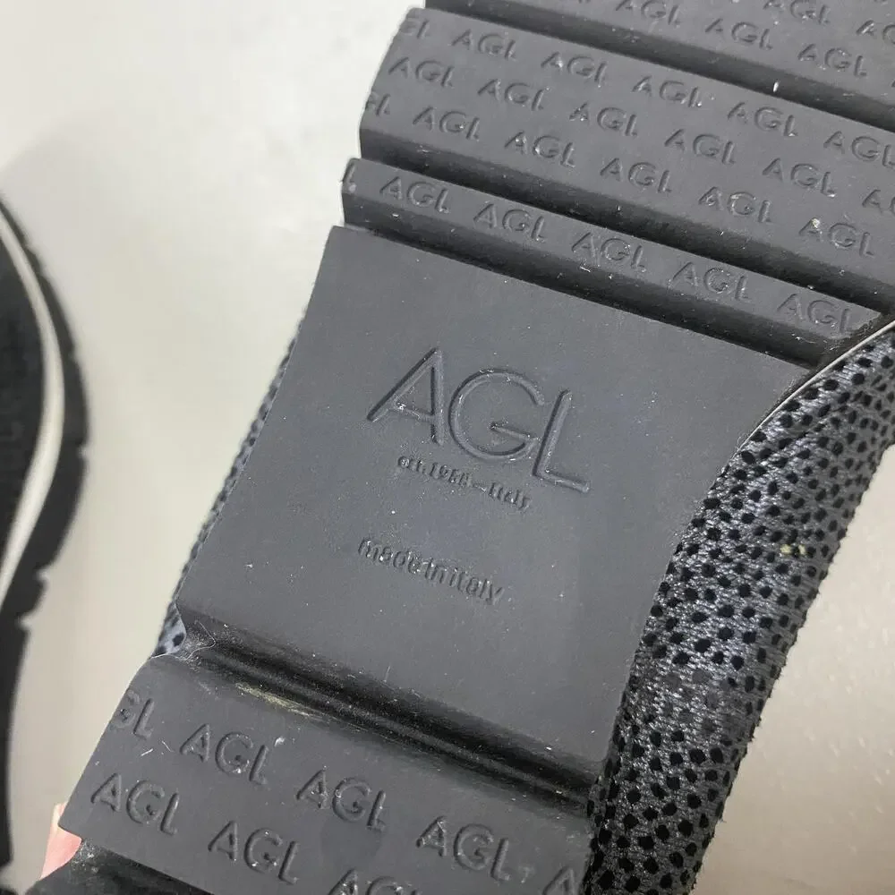 AGL Pointer Loafer Womens 9 39.5 Gray Black Slip On Shoes‎ Flats Italy Luxury